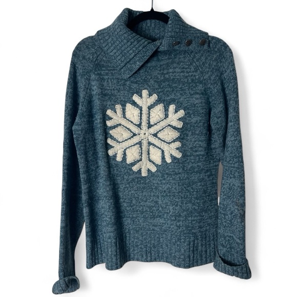 Sundance Blue‎ Lambswool Blend Snowflake Sweater Apres Ski Winter Lodge Sz L - Picture 1 of 7